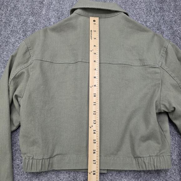 Abercrombie Fitch Jacket Womens XS Green Cropped Utility Snap Front Lined Preppy - Picture 6 of 16